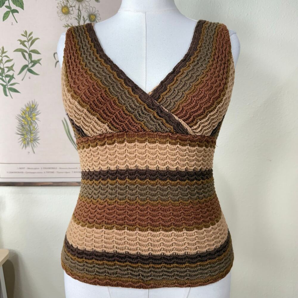 90s Y2k Knit Babydoll Top Coastal Cowgirl Fairy Grunge Forest Boho Hippie M L